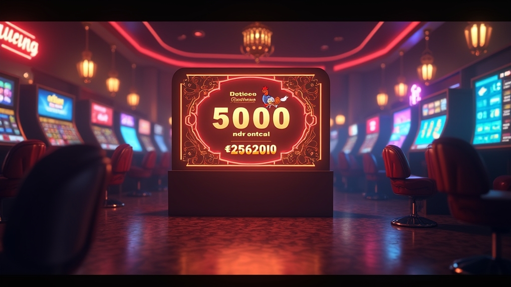 Dunkle Casino-Szene mit Spielbildschirm und Bonuscode-Feld