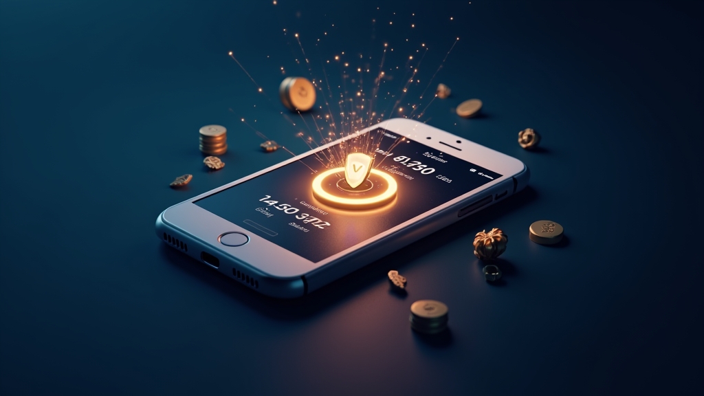 Smartphone mit Sicherheits-Symbol und Anzeige zum Datenverbrauch