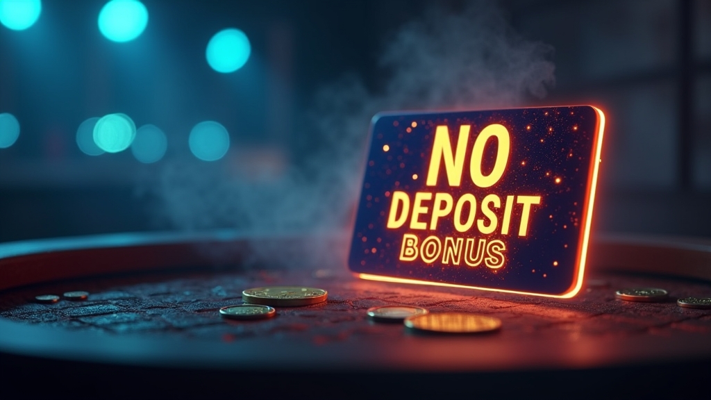 Bonuskarte neben einem Demo-Spielbildschirm im dunklen Casino